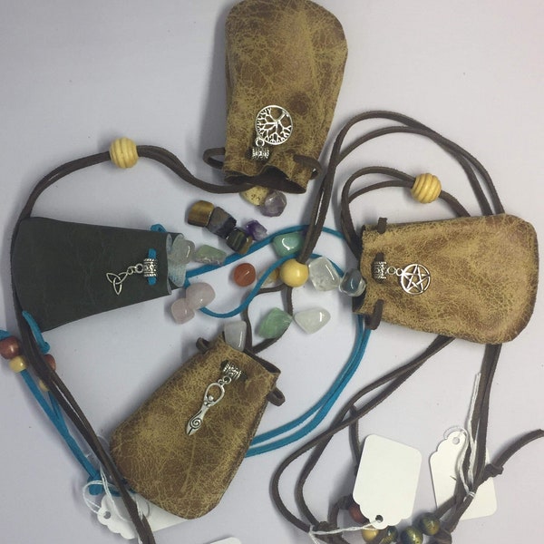 Crystal/Herb Hand Sewn Medicine  Bag, Gemstone Bag, Gemstone pouch, Necklace Pouch, Native American Pouch, Boho Pouch, Herb Bag, Charm bag