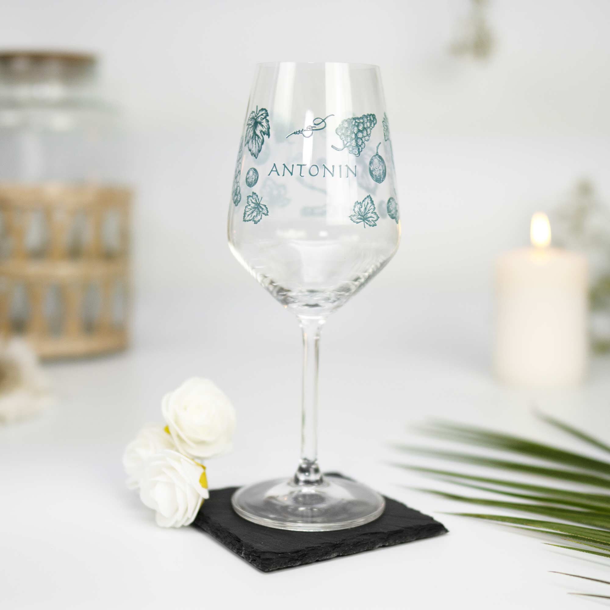 Cabernet en Verre avec Prénom Personnalisé Pour Anniversaire