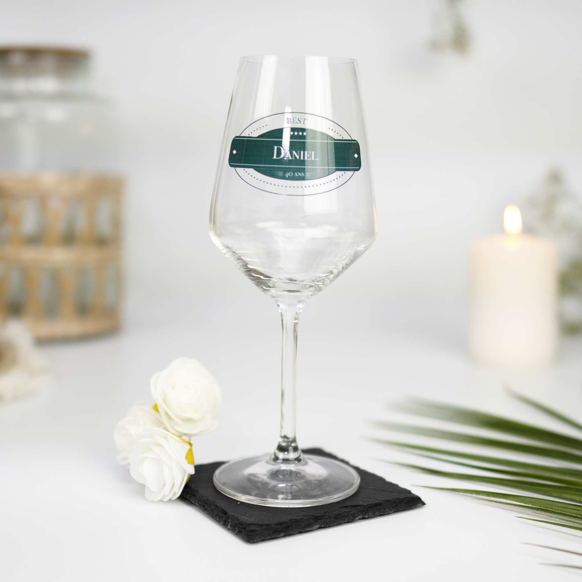 Cabernet en Verre avec Prénom Personnalisé Pour Fête Des Pères