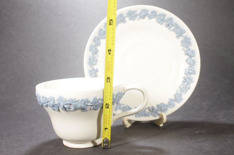 WEDGWOOD QUEENSWARE Cup & Saucer White With Blue Motiff Etsy