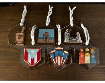 Christmas Ornaments | Acrylic Christmas Ornaments | Puerto Rico Christmas Ornaments | Nativity Christmas Ornaments