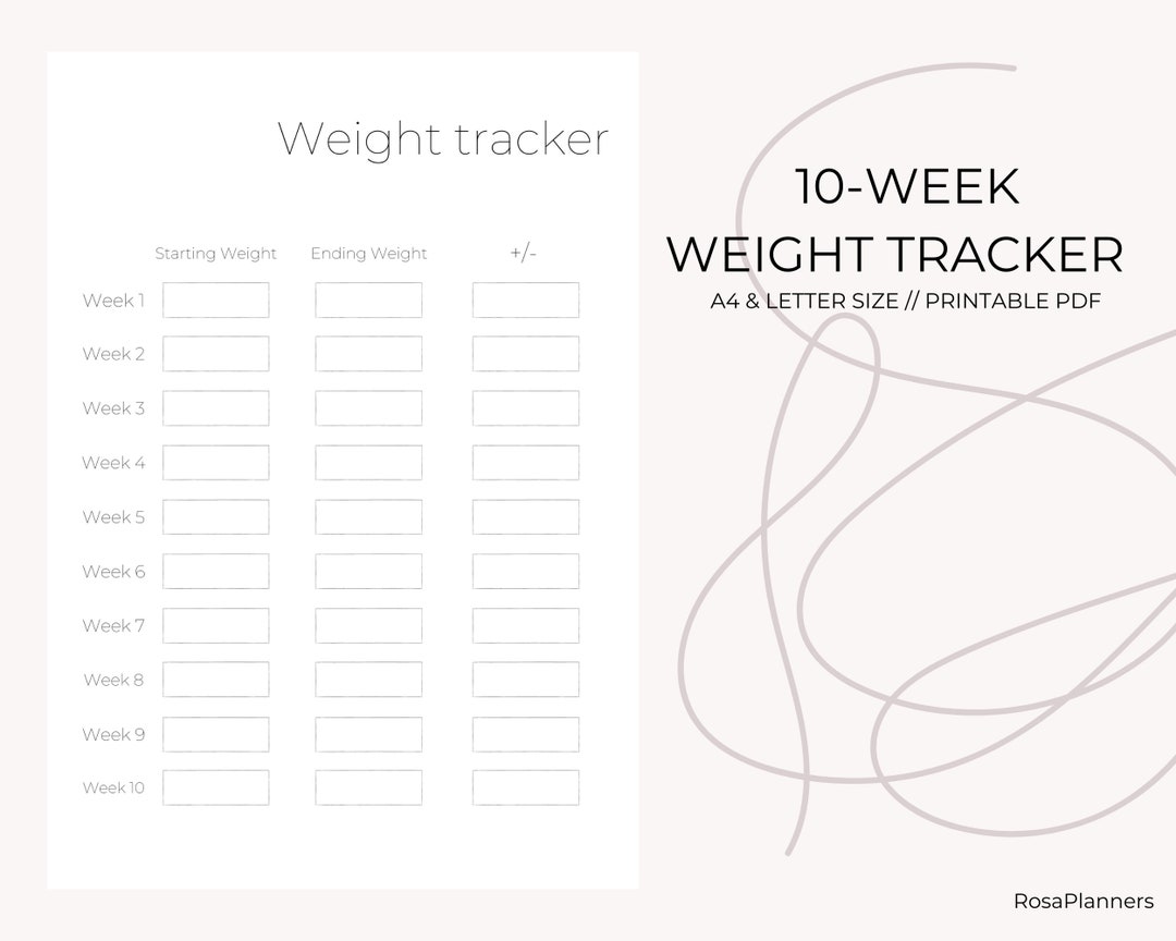 Printable Weight Loss Tracker / A4 Digital Weight Loss Chart / Etsy