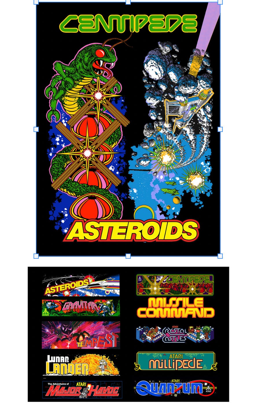 Asteroids Centipede Arcade1up Arcade 2 Piece Set Decal - Etsy