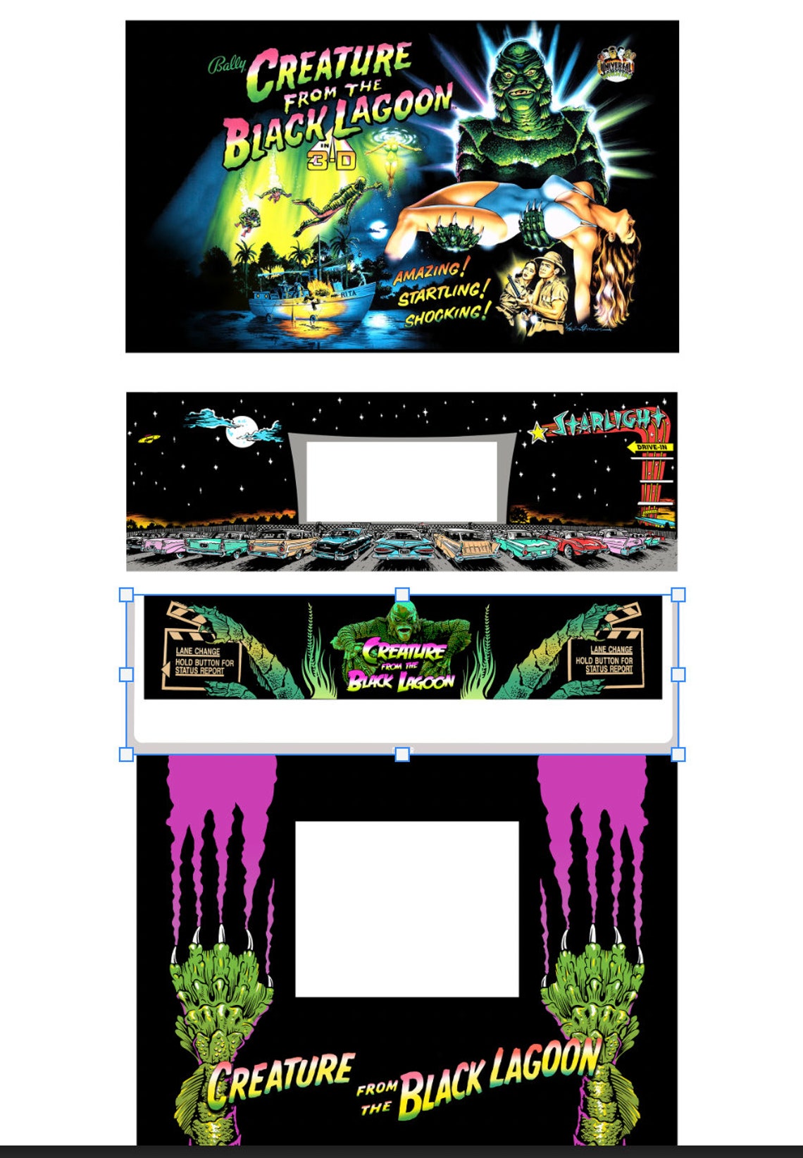 Arcade1up Arcade 1up Pinball Decal Wrap Sticker 8 Piece Set Etsy