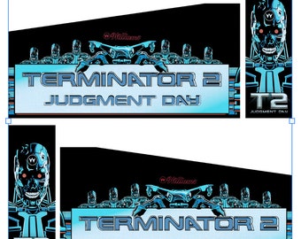 Arcade1up arcade 1up Pinball decal wrap sticker 8 Piece set Terminator