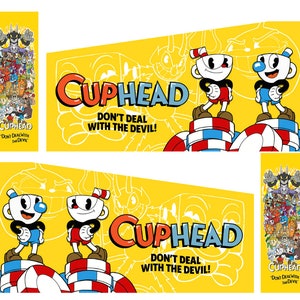 Arcade1up arcade 1up Pinball decal wrap sticker 8 Piece set CupHead Cup Head