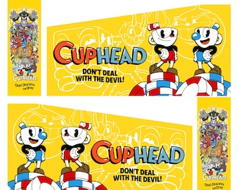 Arcade1up arcade 1up Pinball decal wrap sticker 8 Piece set CupHead Cup Head