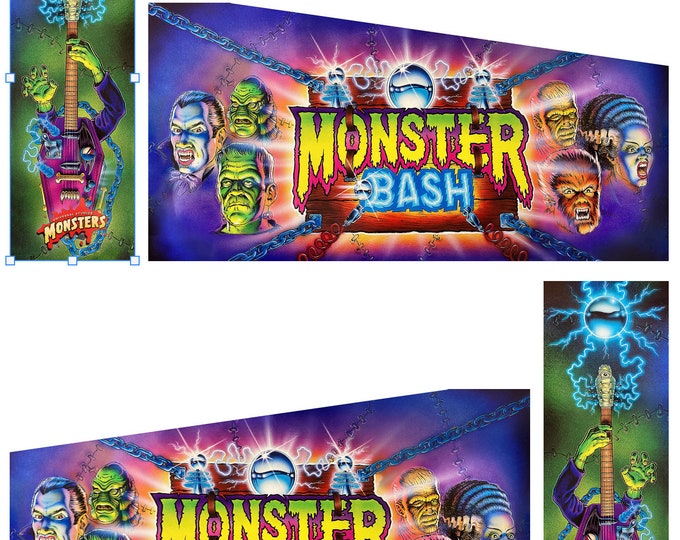 Arcade1up Arcade 1up Pinball Decal Wrap Sticker 8 Piece Set Monster