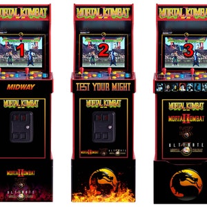 Arcade1up Arcade 1up Mortal Kombat MK 1 30th Anniversary front panel 3 Piece set sticker decal graphic Riser Kickplate set