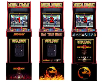 Arcade1up Arcade 1up Mortal Kombat MK 1 30th Anniversary front panel 3 Piece set sticker decal graphic Riser Kickplate set