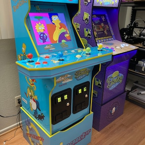 Juego de 5 calcomanías frontales para arcade 1up de Los Simpson (versión azul)