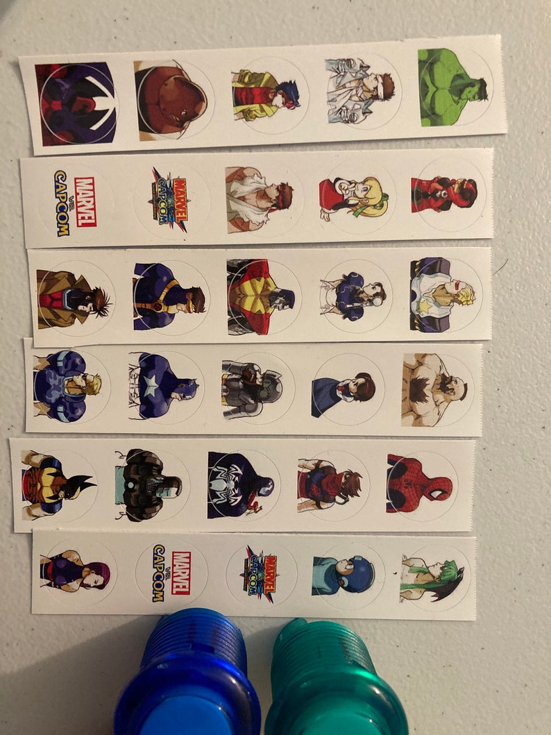 Arcade Button Inserts Marvel Vs Capcom Arcade1up Mod 30 Piece Sticker ...