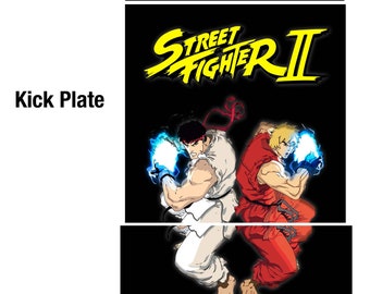 Panel frontal Arcade1up Arcade Street Fighter 2, juego de 3 o 5 piezas, calcomanías, gráficos, elevador, placa de protección, bisel, marquesina