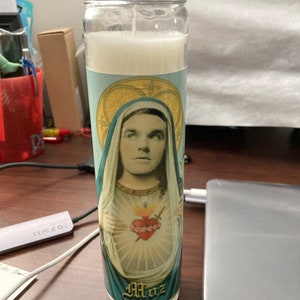 MOZ Morrissey The Smiths prayer candle 2&quot; by 8&quot; Round / CreditCard stickerwrap