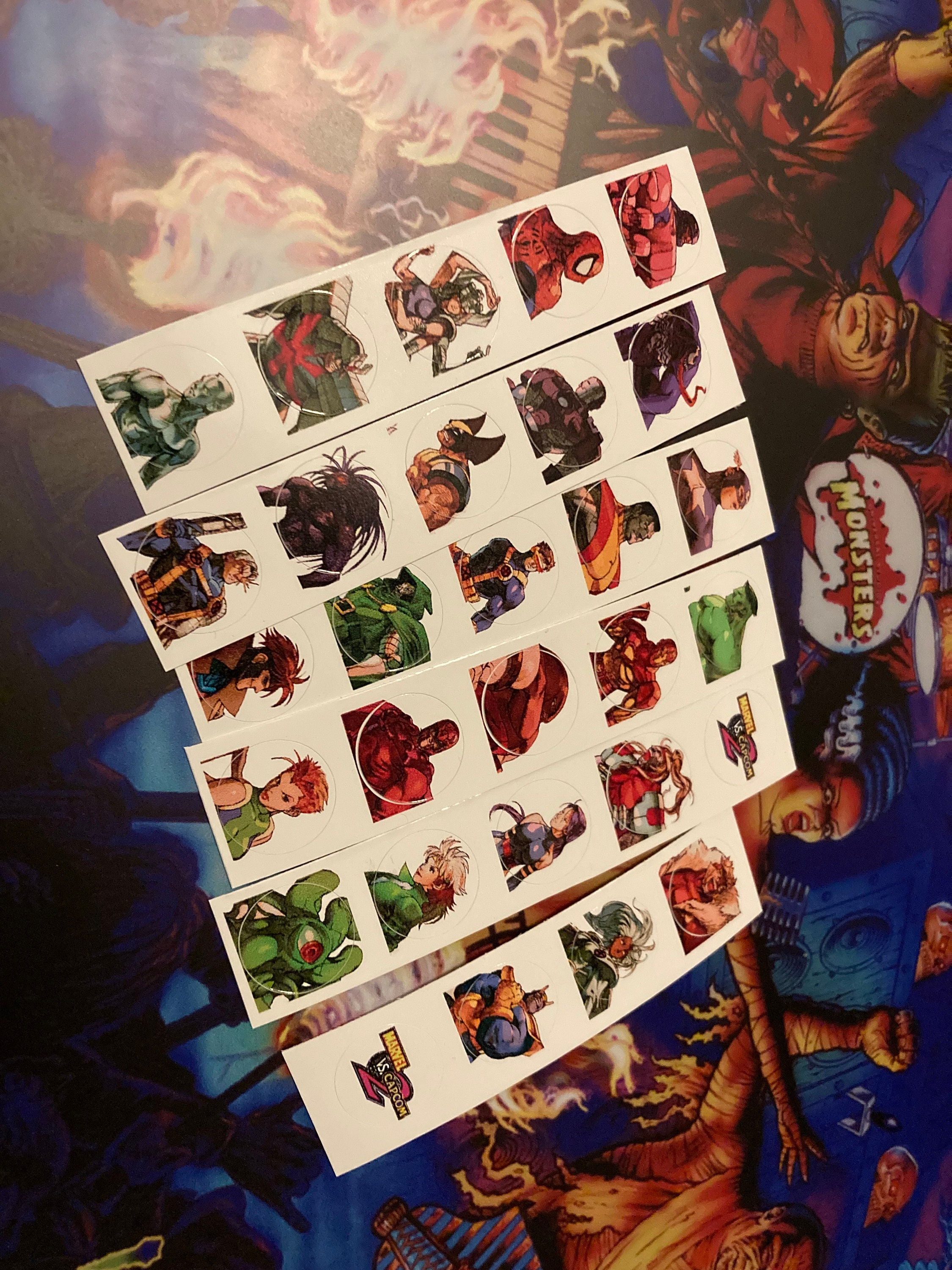Mvc2 Button Layout MVC2 Mavel Vs Capcom 2 Arcade Button Sticker Decal Inserts Arcade1up ...
