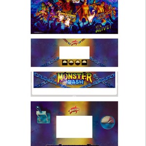Arcade1up Arcade 1up Pinball Decal Wrap Sticker 8 Piece Set Monster ...
