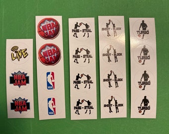 Juego de pegatinas de 19 piezas NBA JAM arcade1up arcade 1up Insertos de botones para tu mod de arcade modificado o personalizado
