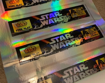Delantal con placa superior con calcomanía gráfica de pinball Arcade1up de Star Wars, Ataque desde Marte, pegatina holográfica de Marvel