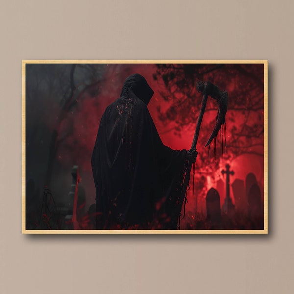 Grim Reaper Poster, Dark Art, gothic home decor, art print, office decor, wall art, affordable art