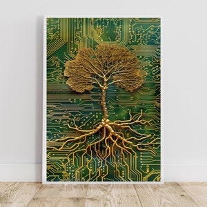 Circuit Board Art: Circuit Board Tree, circuit board artwork, printable wall art, wall art, art prints