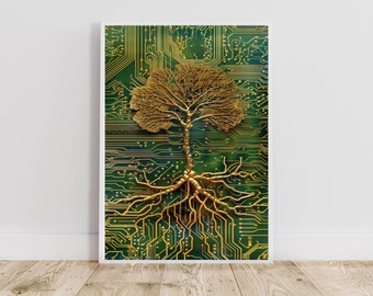 Arbre artistique en circuit imprimé : décoration murale technique (téléchargement numérique)