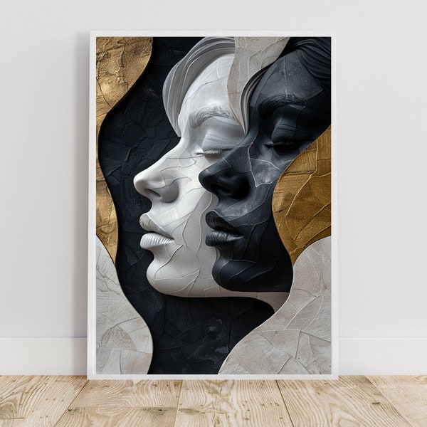 Contemporary Realism:  A Woman's Face Black and White, abstract realism, contemporary realism art