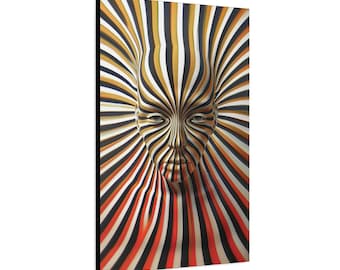 Arte de ilusão de ótica: rosto feminino com olhos rastreadores, op art, ilusão de ótica, arte de parede, gravuras artísticas