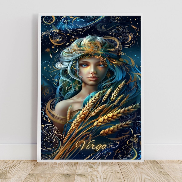 Virgo Horoscope Art, Virgo Artwork, printable wall art, digital print, art prints, affordable art