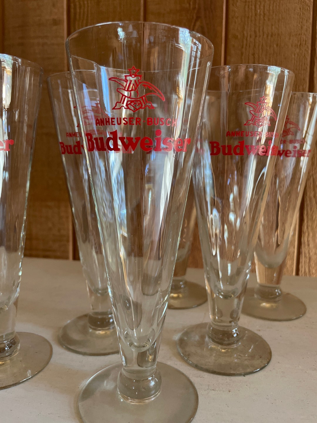 Vintage Budweiser Fluted Pilsner Glasses Etsy