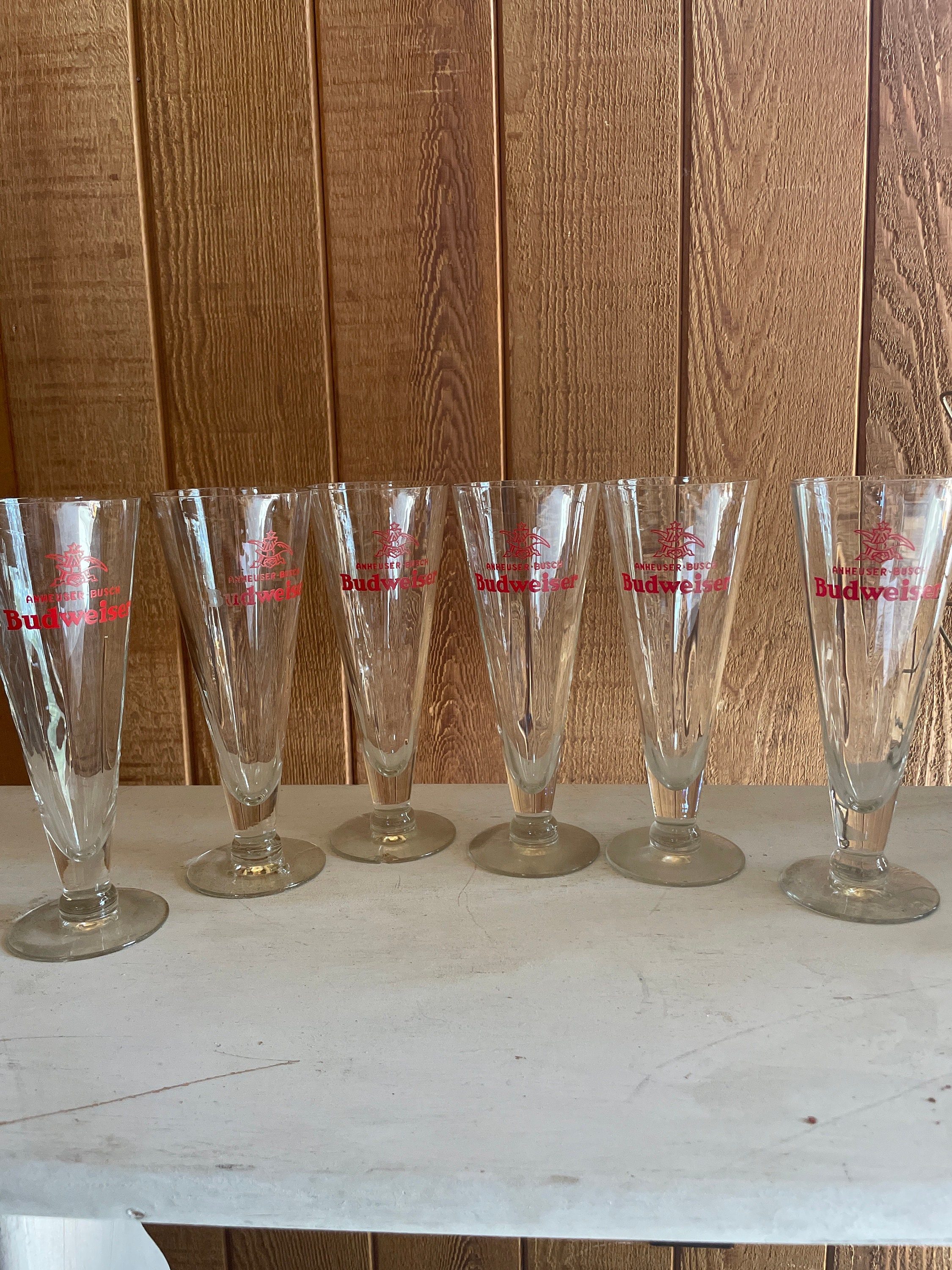 Vintage Budweiser Fluted Pilsner Glasses Etsy