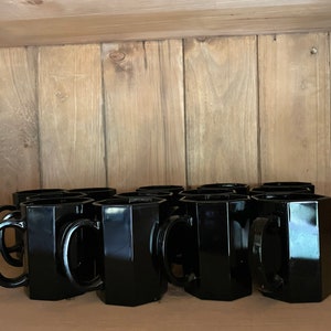 Vintage Arcoroc Octime black mugs