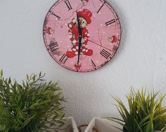 Wall clock with red clown 24 cm