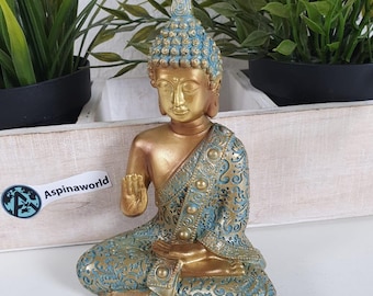 Sitting Buddha figure mint green 14 cm
