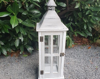 Lanterna in legno lanterna portacandele grigia da 56 cm