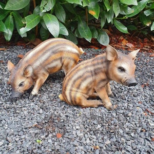 Gartenfigur Baby Wildschwein Figuren im 2 er Set  14 cm