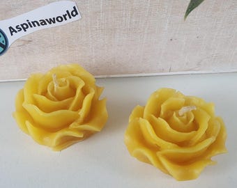 Beeswax Candle Small Rose Candles Set of 2 1.5 cm – Candles made from 100% beeswax