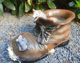 Garden figure planting shoe for planting with mouse in shoe 13 cm
