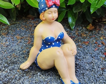 Garden figure sitting blue bathing beauty figure 19 cm