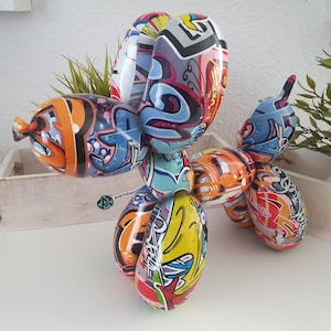Street Art Ballon Hund Figur Graffiti style 25 cm