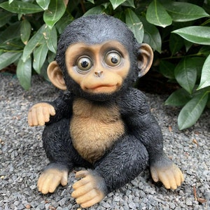 Garden figure sitting baby chimpanzee figure 20 cm