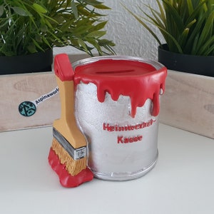 Decorative money box paint pot in red 12 cm
