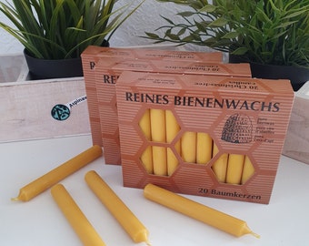 60 Baumkerzen 100% Bienenwachs Christbaumkerzen