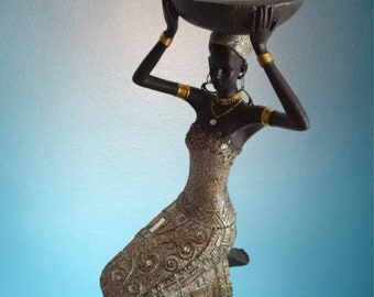 2 wunderschöne große afrikanische Frauen 35 cm Skulptur Afrikanerin Massai