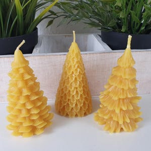 Bienenwachskerze Tannenbaum Kerze 3er Set 9 cm