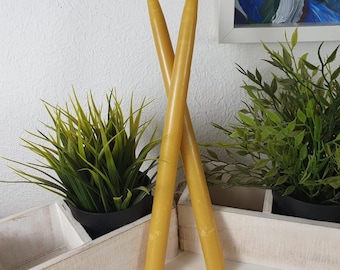 Beeswax taper candles, set of 2, approx. 30 cm, made from 100% beeswax