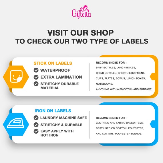 64 Cute Name Labels for Kids - School Day care - Shoe Labels -Waterproof Dishwasher Safe Stickers - (Stick On) (Mix DESIGNS)