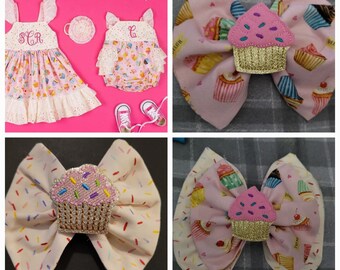 Sprinkles Cupcake Hair Bow, matches RRR outfit