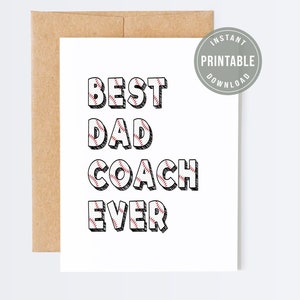 Biglietto d'auguri stampabile per la festa del papà, biglietto di apprezzamento per l'allenatore di baseball, biglietto stampabile per il miglior papà di sempre, biglietto stampabile per il miglior allenatore di baseball di sempre, biglietto stampabile fai da te