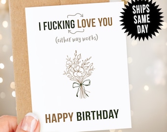 I Fucking love you Birthday card, Birthday card for boyfriend, Husband Birthday Card, Funny Birthday Card, Birthday Card for Wife, A2 Size