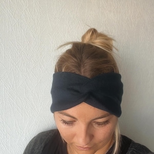Hoofdband gebreid donkerblauw